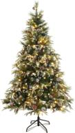 🎄 wbhome 6ft snow flocked pre lit christmas tree: 300 led lights, 800 sprout tips, pine cone decorations логотип