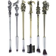 💫 6-piece wizard wand brush kit for women and girls - metal cosmetic makeup brushes set logo