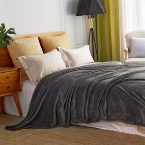 img 1 attached to 🛋️ Super Soft Lightweight Plush Fleece Microfiber Twin Blanket for Couch or Bed - 60” x 80” (Grey, Twin)