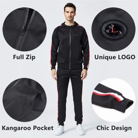 img 2 attached to 🏃 Upgrade Your Athletic Wardrobe with Men's Hooded Athletic Tracksuit: Full Zip Jogging SweatSuits