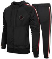 🏃 upgrade your athletic wardrobe with men's hooded athletic tracksuit: full zip jogging sweatsuits logo