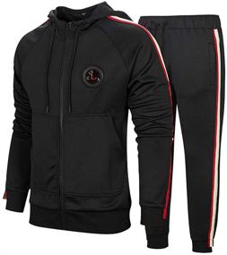 img 4 attached to 🏃 Upgrade Your Athletic Wardrobe with Men's Hooded Athletic Tracksuit: Full Zip Jogging SweatSuits