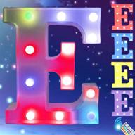 colorful led marquee letter lights - 18 colors changing alphabet letters sign with remote timer for night light, wedding, birthday party lamp, christmas, home bar decor - colorful e logo