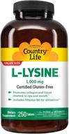 🌾 country life l-lysine 1000mg with b-6 - 250 count logo
