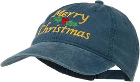 img 3 attached to 🎅 Merry Christmas Mistletoe Embroidered Washed Dyed Cap by e4Hats.com