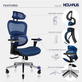 img 3 attached to 🪑 NOUHAUS Ergo3D Ergonomic Office Chair - 4D Adjustable Armrest, 3D Lumbar Support and Blade Wheels - Mesh Computer Chair, Gaming Chairs, Executive Swivel Chair (Blue)