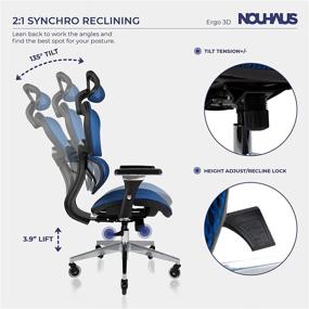 img 2 attached to 🪑 NOUHAUS Ergo3D Ergonomic Office Chair - 4D Adjustable Armrest, 3D Lumbar Support and Blade Wheels - Mesh Computer Chair, Gaming Chairs, Executive Swivel Chair (Blue)