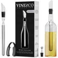 wine chiller set with foil cutter, stopper, pouch, ebook - premium 3-in-1 stainless steel bottle cooler stick chill rod, decanting aerator &amp; drip-free pourer - stylish bar accessory gift for men and women logo