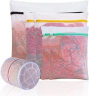 🧺 6pcs durable mesh laundry bags for delicates | reusable supper zipper net lingerie bags for laundry, blouse, jeans, hosiery, underwear, bras, sweaters, dresses | travel storage logo