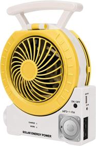 img 4 attached to 🔆 Yellow Solar Fan: Multi-function Outdoor Electric Fan for Camping, Fishing, and Emergency with Radio/MP3/Table Lamp/Torch/Cell Phone Charging Features