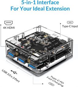 img 3 attached to 💻 ORICO 5-in-1 USB C Hub with 4K HDMI, PD Charging, and 3 USB 3.0 Ports - Portable Dongle for MacBook Air Pro, iMac, Chromebook, Dell XPS, Type C Laptops, and More