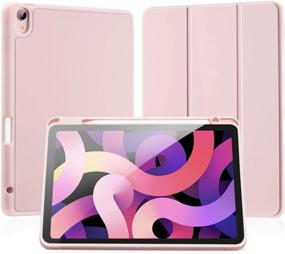 img 4 attached to 📱 LovRug Pink iPad Air 4 Case 10.9Inch 2020/iPad Air 4th Generation Case with Pencil Holder - Full Body Protection + Apple Pencil 2 Charging + Auto Sleep/Wake - Soft TPU Smart Back Cover