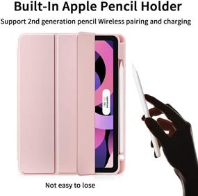 img 2 attached to 📱 LovRug Pink iPad Air 4 Case 10.9Inch 2020/iPad Air 4th Generation Case with Pencil Holder - Full Body Protection + Apple Pencil 2 Charging + Auto Sleep/Wake - Soft TPU Smart Back Cover