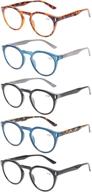 fashionable large round reading glasses: high-quality 5 pack with spring hinges for a stylish reading experience logo