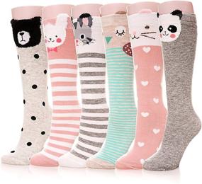img 4 attached to Knee High Cartoon Animal 🧦 Warm Cotton Socks for Colorful City Girls