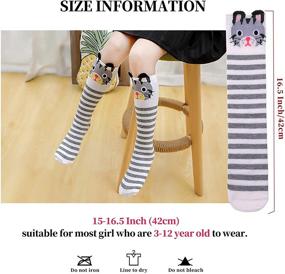 img 3 attached to Knee High Cartoon Animal 🧦 Warm Cotton Socks for Colorful City Girls