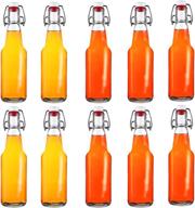 jucoan 10 pack clear swing top glass bottles, 8oz glass bottles 🍾 with airtight lid for brewing kombucha, wine, beverage, oil, vinegar - ideal for seo logo