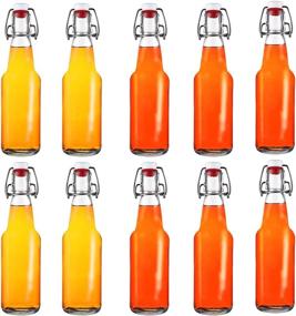 img 4 attached to Jucoan 10 Pack Clear Swing Top Glass Bottles, 8oz Glass Bottles 🍾 with Airtight Lid for Brewing Kombucha, Wine, Beverage, Oil, Vinegar - Ideal for SEO