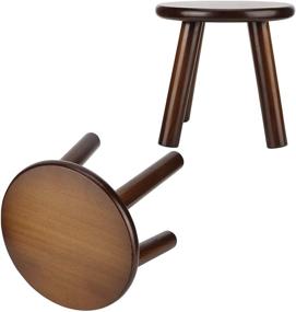 img 1 attached to Multifunctional Children's Stool for Household Use - Cute Small Wooden Bench and DIY Furniture Seat for Kids (Round, Nut-Brown Finish)