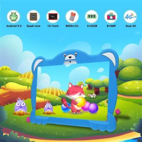 img 3 attached to 📱 10 Inch Android 9.0 Pie Tablet with 3GB RAM+32GB ROM/128GB, Dual SIM, Dual 8MP Camera, 8500mAh Battery, 4G/WiFi, Bluetooth, GPS Unlocked Tablet - Blue | IWaWa APP for Kids