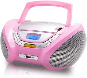 img 4 attached to Lauson Woodsound CP548 Pink Portable Boombox: FM Stereo Radio, CD-R/CD-RW/MP3/WMA Playback, USB Port, AUX Input, Headphone Jack, LCD Display - Kids' Music Player