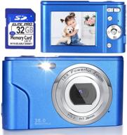 📷 pocket-sized fhd 1080p digital camera with 36.0 mp and 16x digital zoom - ideal for vlogging, kids, teens - blue - includes 32gb sd card logo