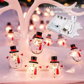 img 3 attached to Gorgeous Moment Snowman String Lights - Christmas Decor, Indoor USB & Battery Operated Twinkle Fairy String Xmas Tree Decoration, 10ft 30 LED Dimmable Lights with Remote Control and 8 Lighting Modes