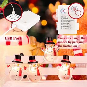 img 2 attached to Gorgeous Moment Snowman String Lights - Christmas Decor, Indoor USB & Battery Operated Twinkle Fairy String Xmas Tree Decoration, 10ft 30 LED Dimmable Lights with Remote Control and 8 Lighting Modes