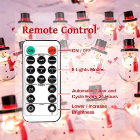 img 1 attached to Gorgeous Moment Snowman String Lights - Christmas Decor, Indoor USB & Battery Operated Twinkle Fairy String Xmas Tree Decoration, 10ft 30 LED Dimmable Lights with Remote Control and 8 Lighting Modes