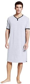 img 4 attached to VEILS Nightshirt Nightwear Sleeve Henley Men's Clothing for Sleep & Lounge