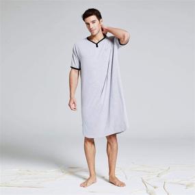 img 2 attached to VEILS Nightshirt Nightwear Sleeve Henley Men's Clothing for Sleep & Lounge