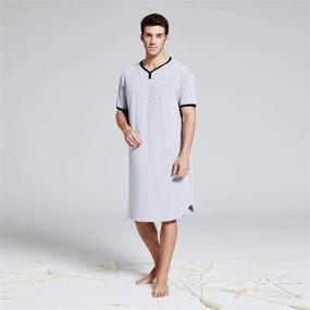 img 1 attached to VEILS Nightshirt Nightwear Sleeve Henley Men's Clothing for Sleep & Lounge