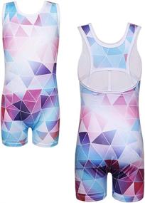 img 4 attached to TFJH E Girls Gymnastics Leotards with Shorts: Snowflake Tumbling Biketard for Practice Outfit