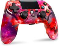ps4 double shock wireless controller gamepad - compatible with playstation 4/pro/slim - headset jack, touch pad, motion control - orion nebula logo