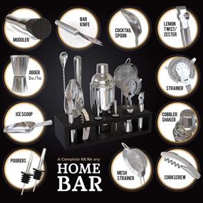 img 3 attached to 🍹 Highball & Chaser Bartender Kit: Elegant Cobbler Cocktail Shaker Set with Stainless Steel Bar Tools - Rustproof Bar Set (Silver) + Black Bamboo Stand