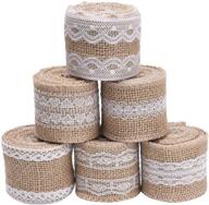 🎀 livder natural jute burlap ribbon with white lace - perfect for diy home decor, weddings, and gift packaging logo