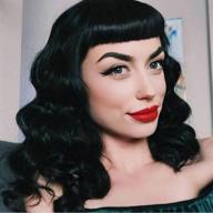 👩 rockabilly vintage wig audrey hepburn inspired - short bang wig with long finger wavy style for women (black) logo