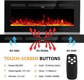 img 3 attached to 🔥 30-Inch Free-Standing Electric Fireplace: Recessed & Wall Mounted Insert Heater with Touch Screen Control Panel, Crystal Options & Faux Fire Log, 9 Flame Colors
