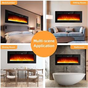 img 2 attached to 🔥 30-Inch Free-Standing Electric Fireplace: Recessed & Wall Mounted Insert Heater with Touch Screen Control Panel, Crystal Options & Faux Fire Log, 9 Flame Colors