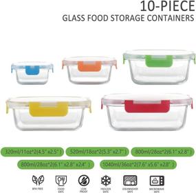 img 3 attached to 🍱 Premium 20-Piece Glass Food Storage Containers with Airtight Lids - Ultimate Meal Prep Solution for Microwave, Oven, Freezer, Dishwasher