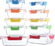 🍱 premium 20-piece glass food storage containers with airtight lids - ultimate meal prep solution for microwave, oven, freezer, dishwasher логотип