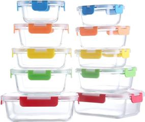 img 4 attached to 🍱 Premium 20-Piece Glass Food Storage Containers with Airtight Lids - Ultimate Meal Prep Solution for Microwave, Oven, Freezer, Dishwasher