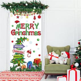 img 1 attached to 🎄 Merry Grinchmas Party Door Cover: Festive Christmas Supplies for Winter Celebrations with Xmas Tree Snowflakes and Photogenic Studio Props