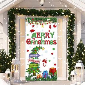 img 4 attached to 🎄 Merry Grinchmas Party Door Cover: Festive Christmas Supplies for Winter Celebrations with Xmas Tree Snowflakes and Photogenic Studio Props