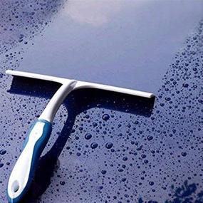 img 2 attached to 🧼 T-Type Car Squeegee with Plastic Handle for Window Glass Wiping, Rubber Glass Cleaner Scraper for Kitchen, Car, Office, Windshields - Premium Shower Cleaning Tool in Blue and White