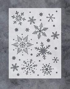 img 4 attached to GSS Designs Снежинки Арт Шаблон - Многоразовые шаблоны 12x16 дюймов для рождественского украшения - Шаблоны для рисования снежинки для мебели, стен, окон, тканей и дерева (SL-072)
