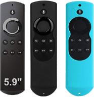 hjyuan 2 pack silicone anti slip shock proof cover case compatible with alexa voice remote for f tv (2017 edition) (2nd gen) / f tv stick (1st gen) remote control - 2pack black blue logo