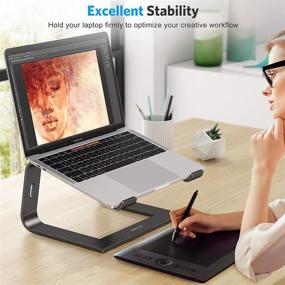 img 2 attached to OMOTON Laptop Stand - Detachable Aluminum Laptop Holder for MacBook Air/Pro & More (11-16 inch), Black