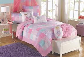 img 4 attached to 🌸 Cozy Line Home Fashions Orchid Lola Bedding Quilt Set: Floral Pink Light Purple Grey Flower Print – Reversible 100% Cotton Bedspread – Twin Size (2 Piece Set)