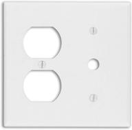🔌 leviton 88078 2-gang 1-duplex 1-telephone/cable .406 device combination wallplate: white, thermoset, strap mount - efficient wiring solution logo